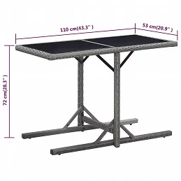 Acquista Tavolo da Giardino Antracite 110x53x72 cm in Vetro e Polyrattan con riferimento GHV-46455 della ditta GARDENHOME