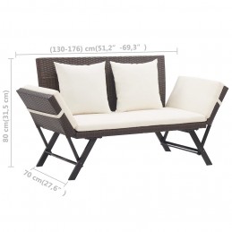 Acquista Panchina da Giardino con Cuscini 176 cm Marrone in Polyrattan con riferimento GHV-46231 della ditta GARDENHOME