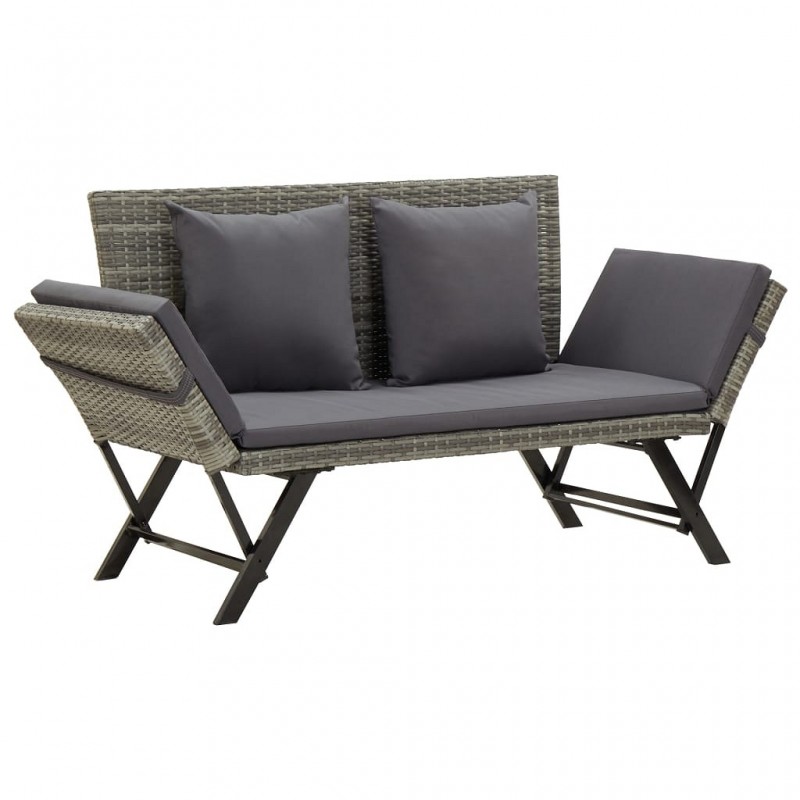 Acquista Panchina da Giardino con Cuscini 176 cm in Polyrattan Grigio con riferimento GHV-46232 della ditta GARDENHOME