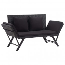 Acquista Panchina da Giardino con Cuscini 176 cm Nera in Polyrattan con riferimento GHV-46233 della ditta GARDENHOME