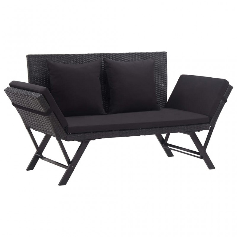 Acquista Panchina da Giardino con Cuscini 176 cm Nera in Polyrattan con riferimento GHV-46233 della ditta GARDENHOME