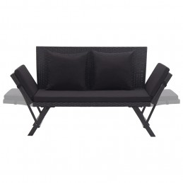 Acquista Panchina da Giardino con Cuscini 176 cm Nera in Polyrattan con riferimento GHV-46233 della ditta GARDENHOME