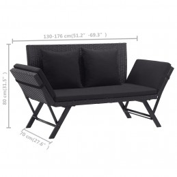 Acquista Panchina da Giardino con Cuscini 176 cm Nera in Polyrattan con riferimento GHV-46233 della ditta GARDENHOME