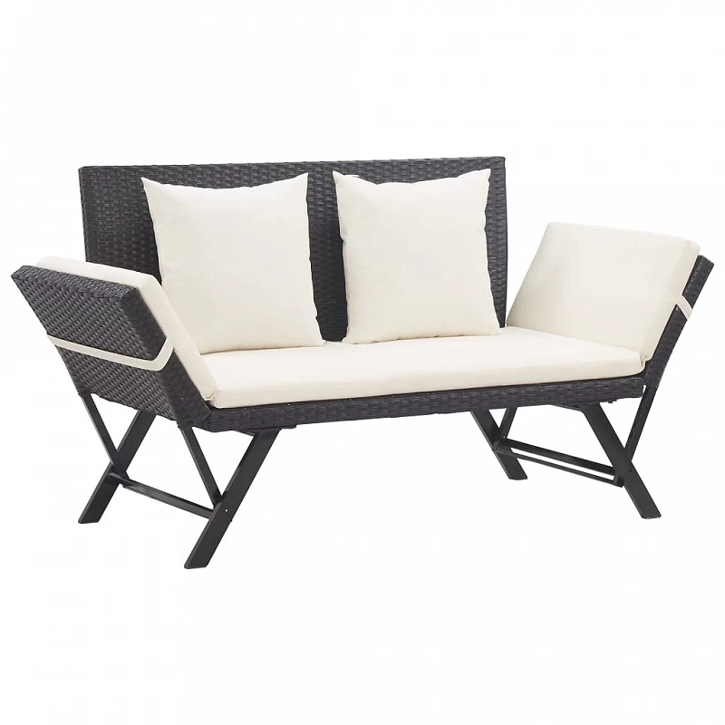Acquista Panchina da Giardino con Cuscini 176 cm Nera in Polyrattan con riferimento GHV-46230 della ditta GARDENHOME