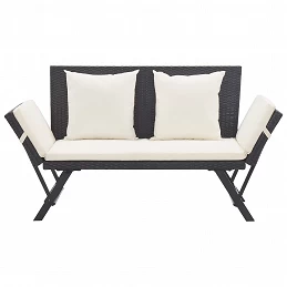 Acquista Panchina da Giardino con Cuscini 176 cm Nera in Polyrattan con riferimento GHV-46230 della ditta GARDENHOME