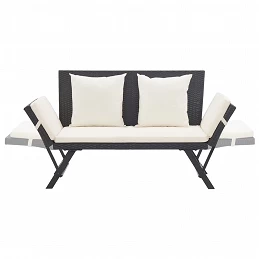 Acquista Panchina da Giardino con Cuscini 176 cm Nera in Polyrattan con riferimento GHV-46230 della ditta GARDENHOME