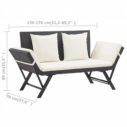 Acquista Panchina da Giardino con Cuscini 176 cm Nera in Polyrattan con riferimento GHV-46230 della ditta GARDENHOME