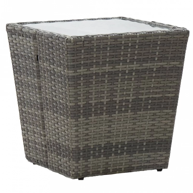 Acquista Tavolino Grigio 41,5x41,5x43 cm in Polyrattan e Vetro Temperato con riferimento GHV-46196 della ditta GARDENHOME