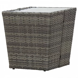Acquista Tavolino Grigio 41,5x41,5x43 cm in Polyrattan e Vetro Temperato con riferimento GHV-46196 della ditta GARDENHOME