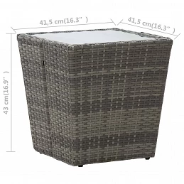 Acquista Tavolino Grigio 41,5x41,5x43 cm in Polyrattan e Vetro Temperato con riferimento GHV-46196 della ditta GARDENHOME