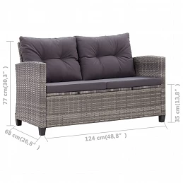 Acquista Divano da Giardino 2 Posti con Cuscini Grigio 124 cm Polyrattan con riferimento GHV-46154 della ditta GARDENHOME