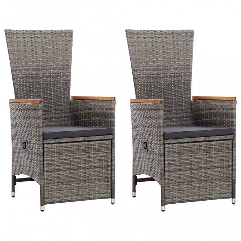 Acquista Sedie da Giardino Reclinabili 2 pz e Cuscini Polyrattan Grigio con riferimento GHV-46045 della ditta GARDENHOME