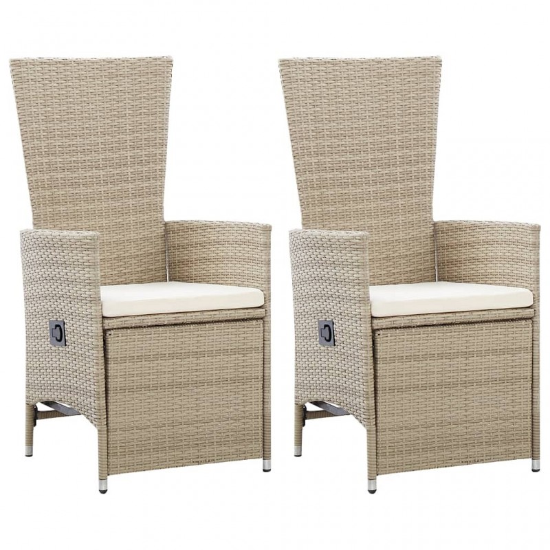 Acquista Sedie da Giardino Reclinabili 2 pz con Cuscini Polyrattan Beige con riferimento GHV-46046 della ditta GARDENHOME