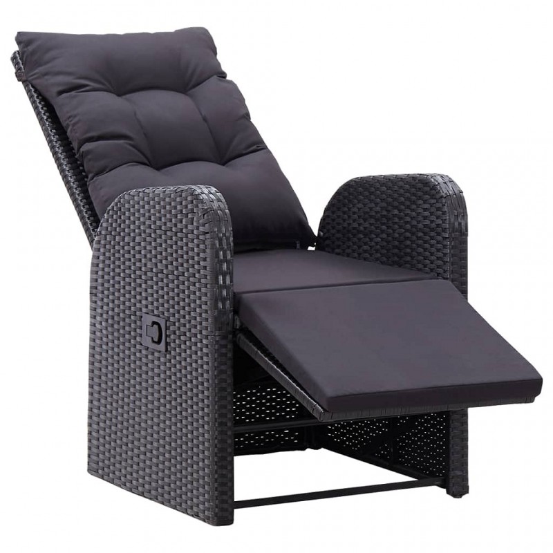Acquista Sedia da Giardino Reclinabile con Cuscino in Polyrattan Nero con riferimento GHV-46066 della ditta GARDENHOME
