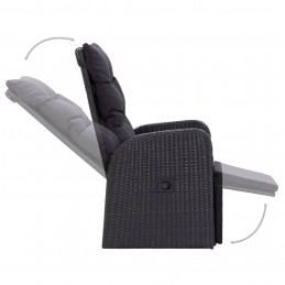Acquista Sedia da Giardino Reclinabile con Cuscino in Polyrattan Nero con riferimento GHV-46066 della ditta GARDENHOME