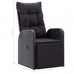 Acquista Sedia da Giardino Reclinabile con Cuscino in Polyrattan Nero con riferimento GHV-46066 della ditta GARDENHOME