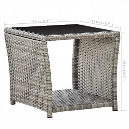 Acquista Tavolino da Caffè Grigio 45x45x40 cm in Polyrattan e Vetro con riferimento GHV-46068 della ditta GARDENHOME