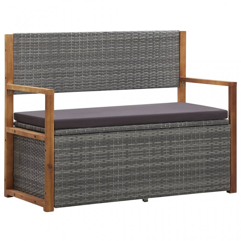 Acquista Cassapanca 110 cm in Polyrattan e Legno Massello Acacia Grigia con riferimento GHV-46011 della ditta GARDENHOME