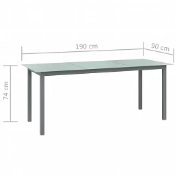 Acquista Tavolo da Giardino Grigio Chiaro 190x90x74cm Alluminio e Vetro con riferimento GHV-312205 della ditta GARDENHOME
