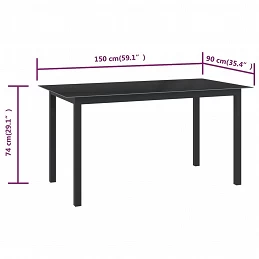 Acquista Tavolo da Giardino Nero 150x90x74cm in Alluminio e Vetro con riferimento GHV-312201 della ditta GARDENHOME