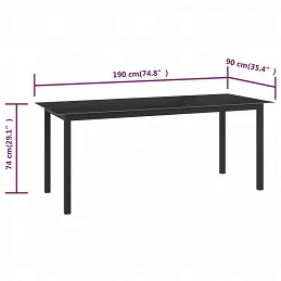 Acquista Tavolo da Giardino Nero 190x90x74 cm in Alluminio e Vetro con riferimento GHV-312202 della ditta GARDENHOME