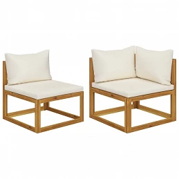 Acquista Set Divani da Giardino 2 pz con Cuscini Bianco Crema in Acacia con riferimento GHV-311857 della ditta GARDENHOME