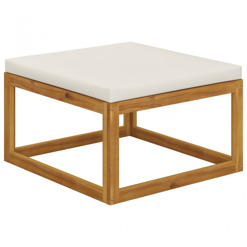 Acquista Poggiapiedi con Cuscino Bianco Crema in Massello d'Acacia con riferimento GHV-311865 della ditta GARDENHOME