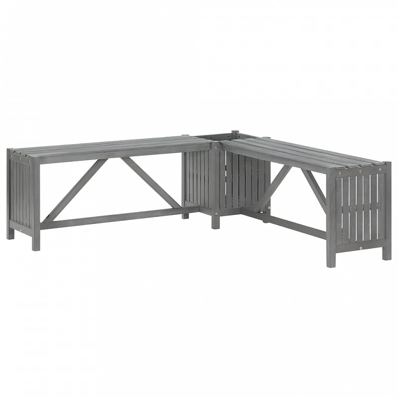 Acquista Panca Giardino Angolare e Fioriera 117cm Massello Acacia Grigia con riferimento GHV-311824 della ditta GARDENHOME