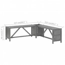 Acquista Panca Giardino Angolare e Fioriera 117cm Massello Acacia Grigia con riferimento GHV-311824 della ditta GARDENHOME