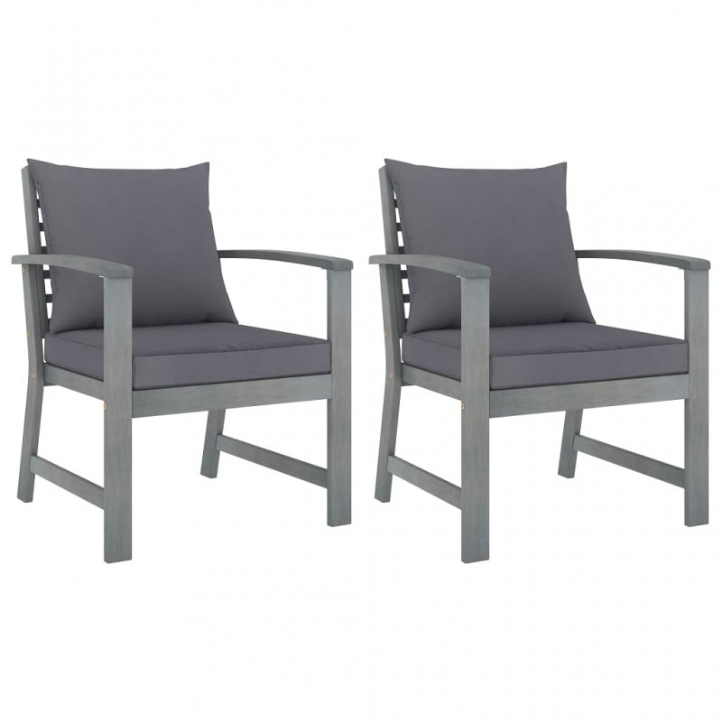 Acquista Sedie da Giardino e Cuscini Grigio Scuro 2 pz Massello Acacia con riferimento GHV-311827 della ditta GARDENHOME
