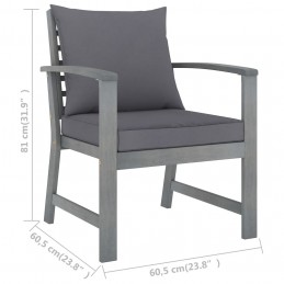 Acquista Sedie da Giardino e Cuscini Grigio Scuro 2 pz Massello Acacia con riferimento GHV-311827 della ditta GARDENHOME