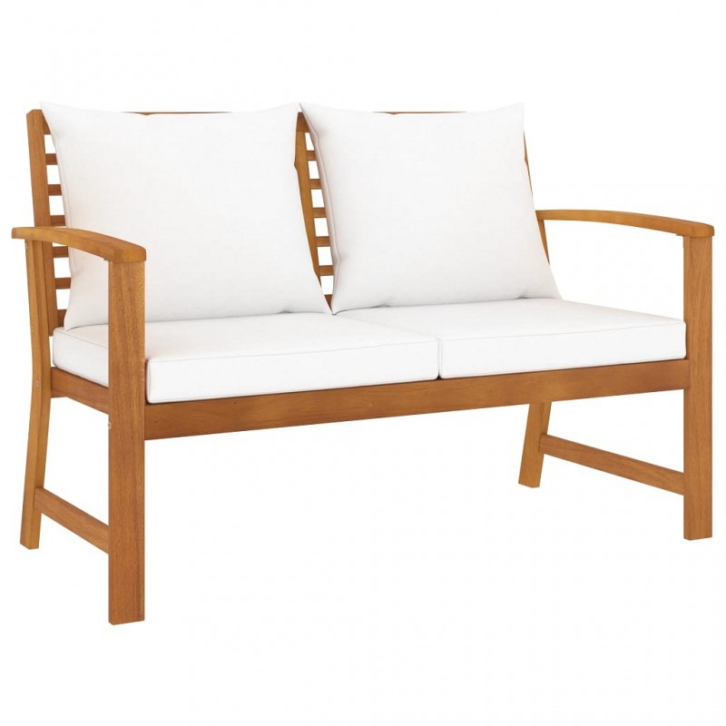 Acquista Panca da Giardino 120 cm con Cuscino Crema in Legno di Acacia con riferimento GHV-311829 della ditta GARDENHOME