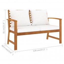 Acquista Panca da Giardino 120 cm con Cuscino Crema in Legno di Acacia con riferimento GHV-311829 della ditta GARDENHOME