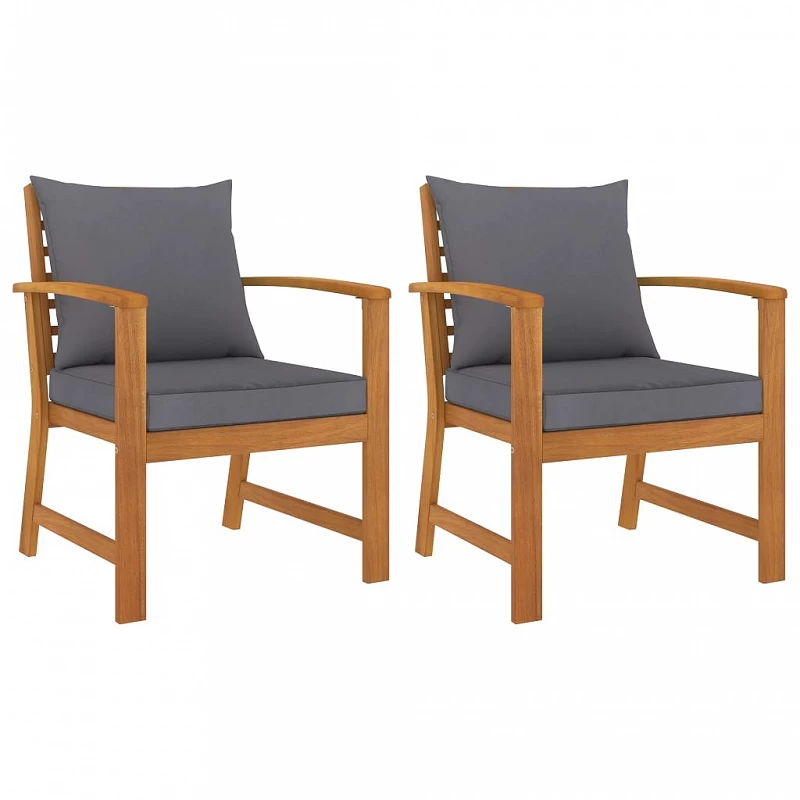 Acquista Sedie da Giardino e Cuscini Grigio Scuro 2 pz Massello Acacia con riferimento GHV-311832 della ditta GARDENHOME