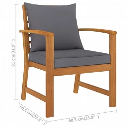 Acquista Sedie da Giardino e Cuscini Grigio Scuro 2 pz Massello Acacia con riferimento GHV-311832 della ditta GARDENHOME