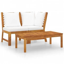 Acquista Set Divani da Giardino 3 pz con Cuscini Crema in Legno Acacia con riferimento GHV-311834 della ditta GARDENHOME