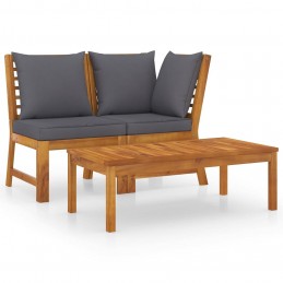 Acquista Set Divani Giardino 3pz Cuscini Grigio Scuro Acacia Massello con riferimento GHV-311835 della ditta GARDENHOME