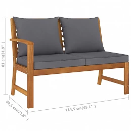 Acquista Panca da Giardino 114,5cm con Cuscino Grigio Massello di Acacia con riferimento GHV-311837 della ditta GARDENHOME