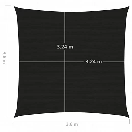 Acquista Vela Parasole 160 g/m² Nera 3,6x3,6 m in HDPE con riferimento GHV-311715 della ditta GARDENHOME