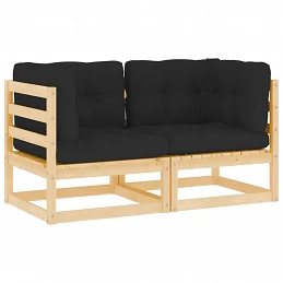 Acquista Divani ad Angolo da Giardino 2 pz con Cuscini in Legno di Pino con riferimento GHV-807289 della ditta GARDENHOME