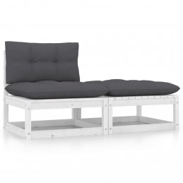 Acquista Set Divani da Giardino 2 pz Cuscini Legno Massello Pino Bianco con riferimento GHV-805756 della ditta GARDENHOME