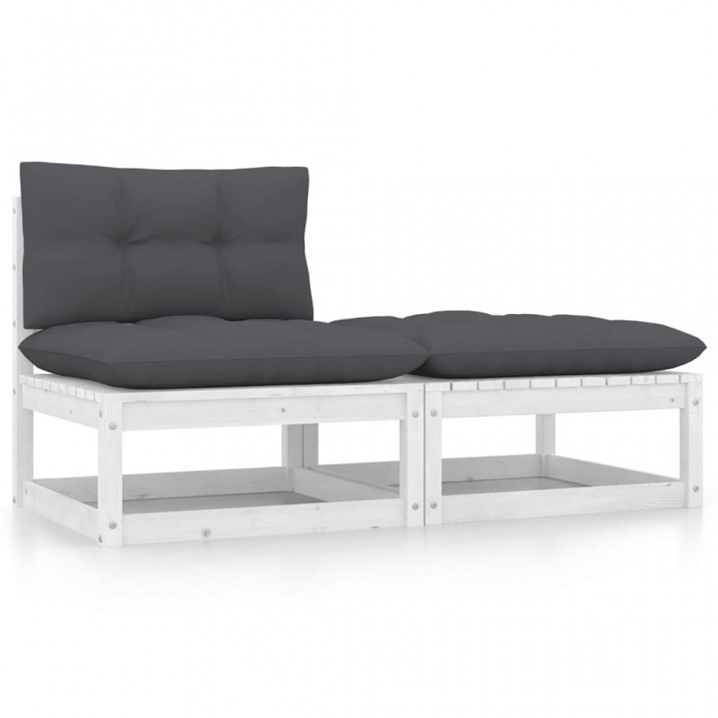 Acquista Set Divani da Giardino 2 pz Cuscini Legno Massello Pino Bianco con riferimento GHV-805756 della ditta GARDENHOME