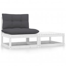 Acquista Set Divani da Giardino 2 pz Cuscini Bianchi Massello di Pino con riferimento GHV-805761 della ditta GARDENHOME