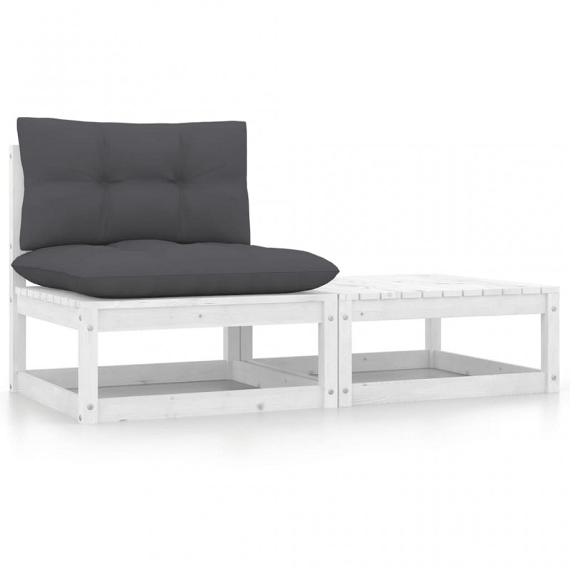 Acquista Set Divani da Giardino 2 pz Cuscini Bianchi Massello di Pino con riferimento GHV-805761 della ditta GARDENHOME