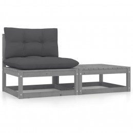 Acquista Set Divani da Giardino 2 pz con Cuscini Grigio Massello di Pino con riferimento GHV-805762 della ditta GARDENHOME