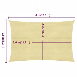 Acquista Vela Parasole 160 g/m² Beige 2,5x4 m in HDPE con riferimento GHV-311124 della ditta GARDENHOME