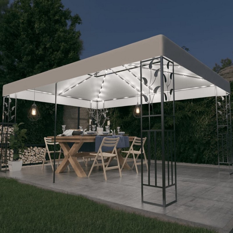 Acquista Gazebo con Tetto Doppio e Stringa di Luci LED 3x4 m Bianco con riferimento GHV-3070298 della ditta GARDENHOME