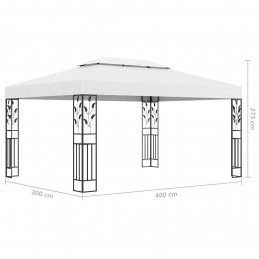 Acquista Gazebo con Tetto Doppio e Stringa di Luci LED 3x4 m Bianco con riferimento GHV-3070298 della ditta GARDENHOME