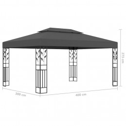 Acquista Gazebo con Tetto Doppio e Luci LED 3x4 m Antracite con riferimento GHV-3070299 della ditta GARDENHOME