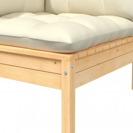 Acquista Divano Angolare da Giardino con Cuscini Crema Massello di Pino con riferimento GHV-806628 della ditta GARDENHOME